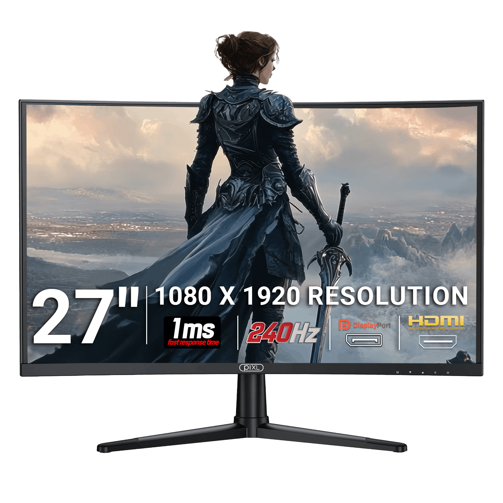 piXL PX27CC301B 27 Inch 240Hz HDR 10+ Full HD Curved Gaming Monitor